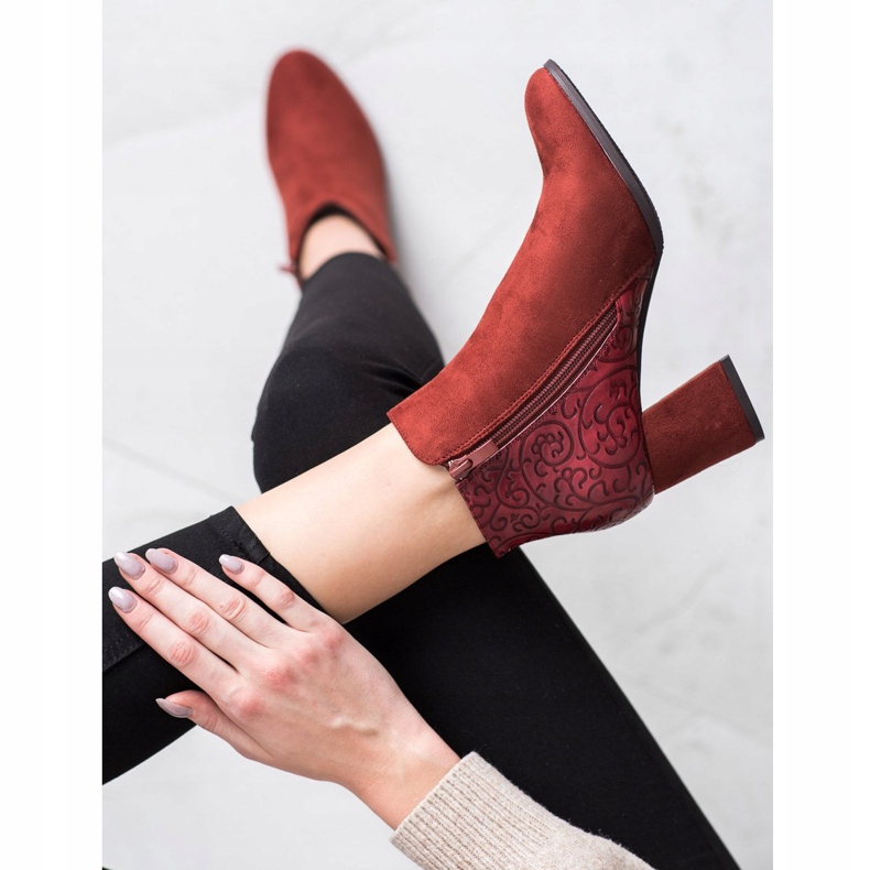 M.Daszyński Botas cor de vinho com estampa marrom vermelho 2