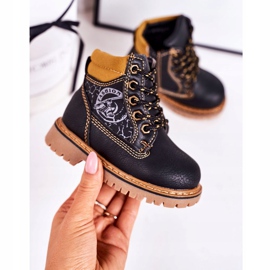 PL1 Armadilhas de botas aquecidas para crianças com sola de borracha preta Bobby preto laranja 2