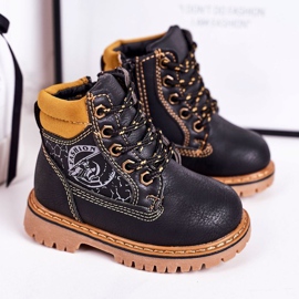 PL1 Armadilhas de botas aquecidas para crianças com sola de borracha preta Bobby preto laranja 1