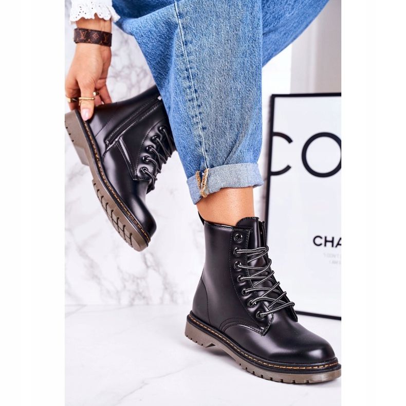 Botas quentes femininas Matt Black Thunder preto 2