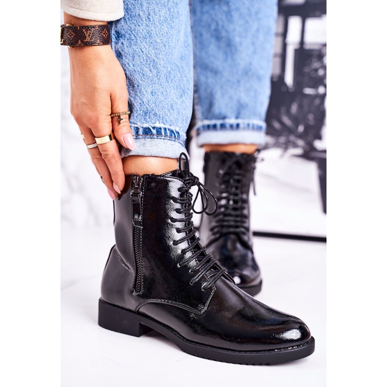 PJ1 Botas quentes femininas clássicas lacadas pretas simplicidade preto 2 PJ1 Botas quentes femininas clássicas lacadas pretas simplicidade preto 2