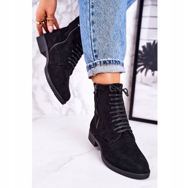 PJ1 Botas de camurça quente clássicas femininas pretas Simplicidade preto 2