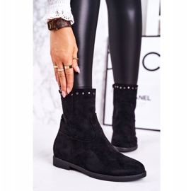 PJ1 Botas femininas pretas isoladas com strass de camurça Performance preto 1
