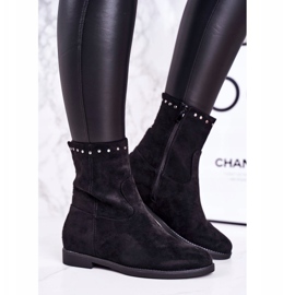 PJ1 Botas femininas pretas isoladas com strass de camurça Performance preto 2