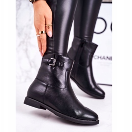 PJ1 Botas pretas de meia-calça femininas com fivela preto 1