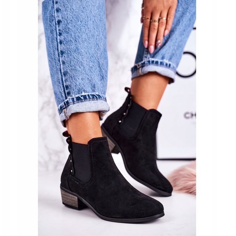 PJ1 Botas femininas clássicas Chelsea Botas de camurça pretas preto 1