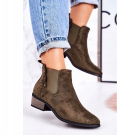 PJ1 Botas femininas clássicas do Chelsea Botas camurça verde escuro Walker cáqui 1