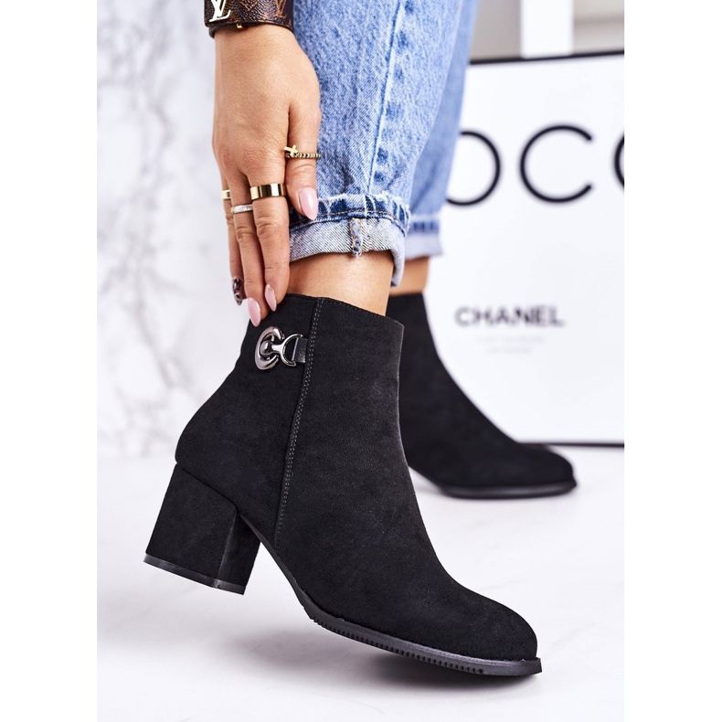 PJ1 Botas quentes femininas clássicas pretas de salto alto sucesso preto 1