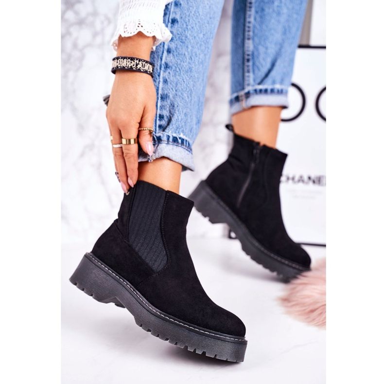 Botas femininas Botas jodhpur em camurça com sola de borracha preta Voyager preto 1