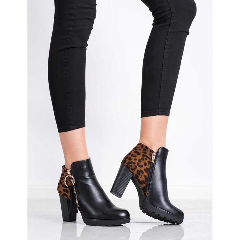 Goodin Botas com estampa de leopardo quente castanho preto 1 Goodin Botas com estampa de leopardo quente castanho preto 1