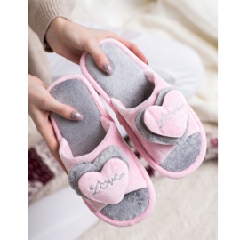 Bona Chinelos Quentes Com Coração rosa cinza 2