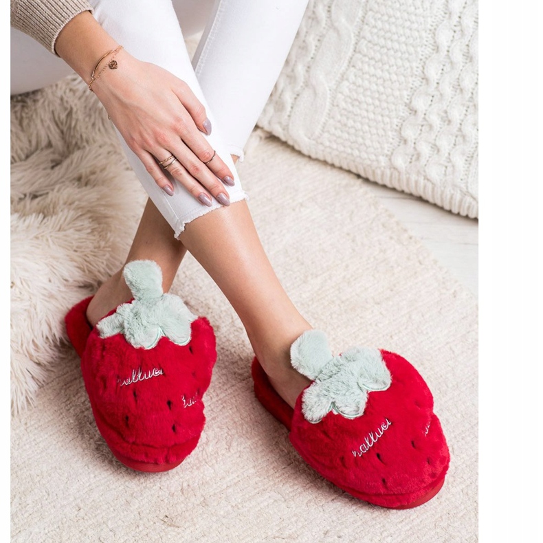 Bona Chinelos de morango vermelho cinza 1