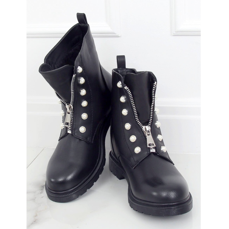 Botas militares pretas com pérolas 8296 Preto 1 Botas militares pretas com pérolas 8296 Preto 1