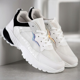 SHELOVET Tênis com palmilhas pretas branco preto cinza 1