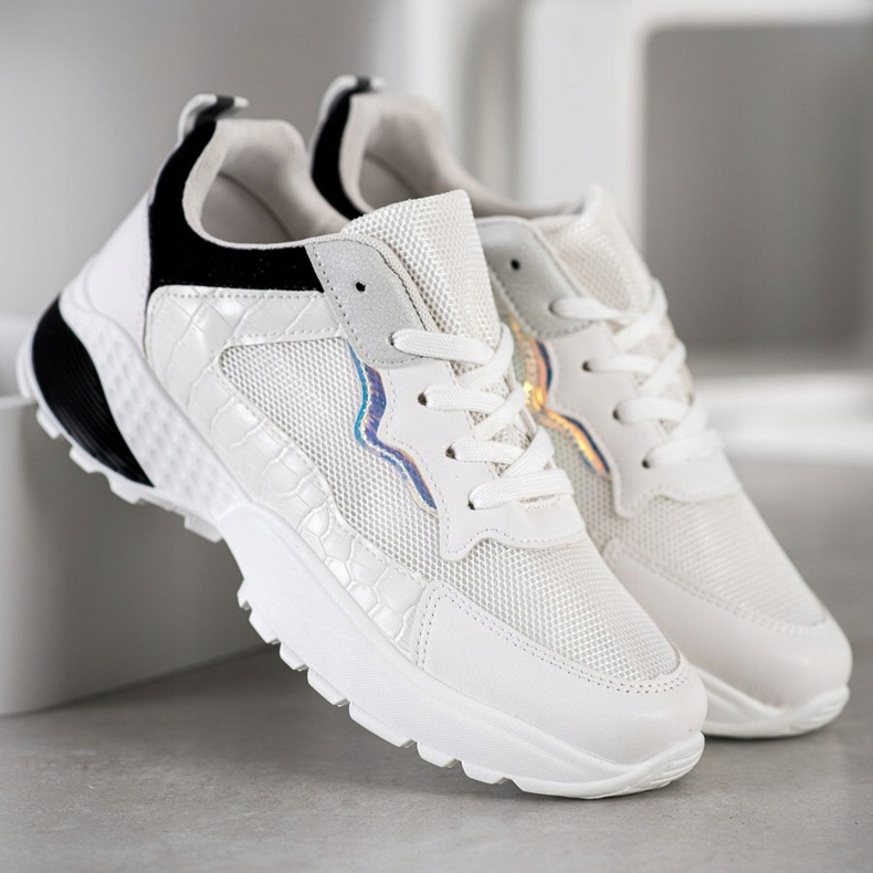 SHELOVET Tênis com palmilhas pretas branco preto cinza 1