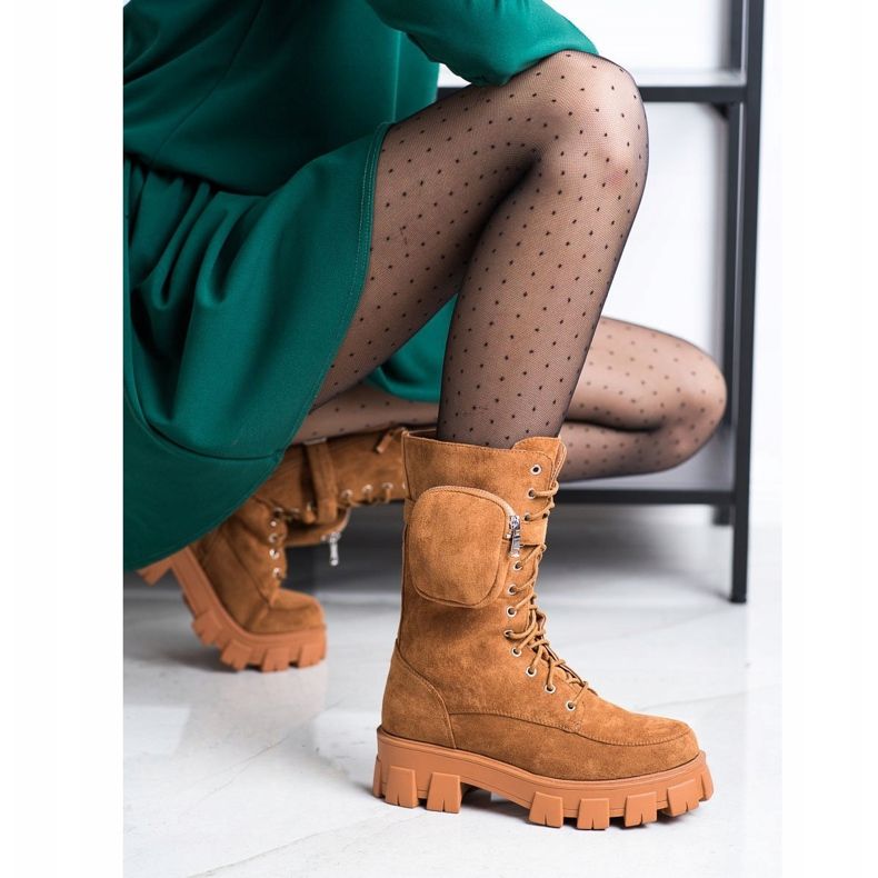 Seastar Botas de camurça com bolso marrom amarelo 1