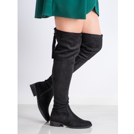 Forever Folie Botas confortáveis ​​até a coxa com franjas preto 2