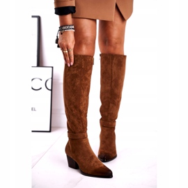 Vinceza Botas de salto feminino camurça marrom Nevermind 3