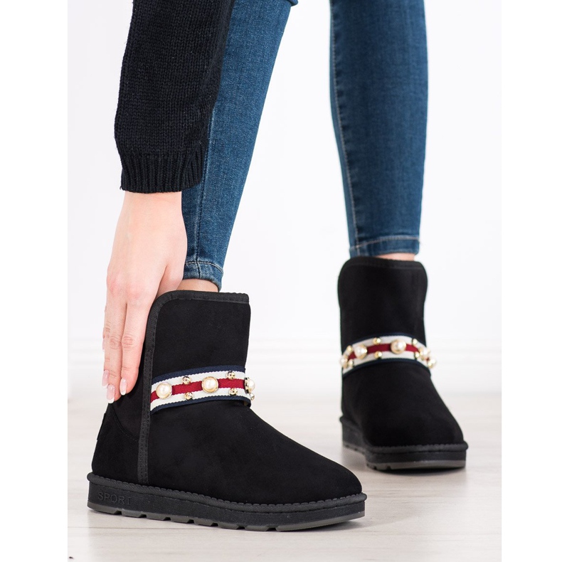 Bona Mukluki com faixa decorativa preto 1