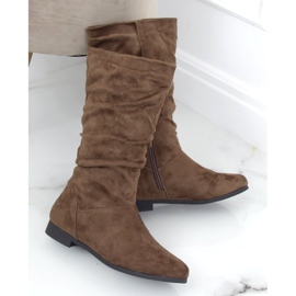 Botas femininas de salto baixo J19-92 Khaki cáqui verde 1