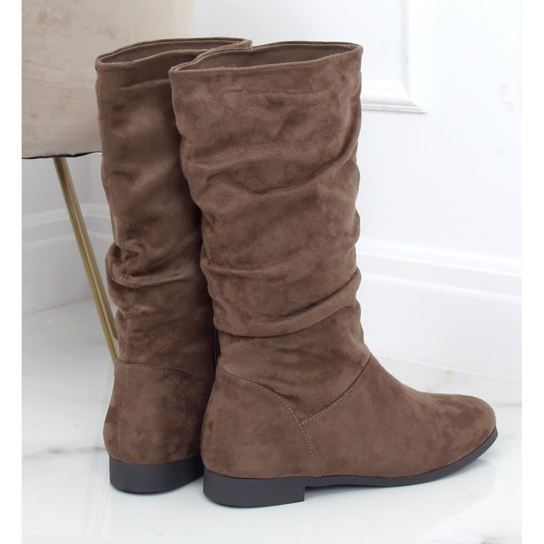 Botas femininas de salto baixo J19-92 Khaki cáqui verde 2