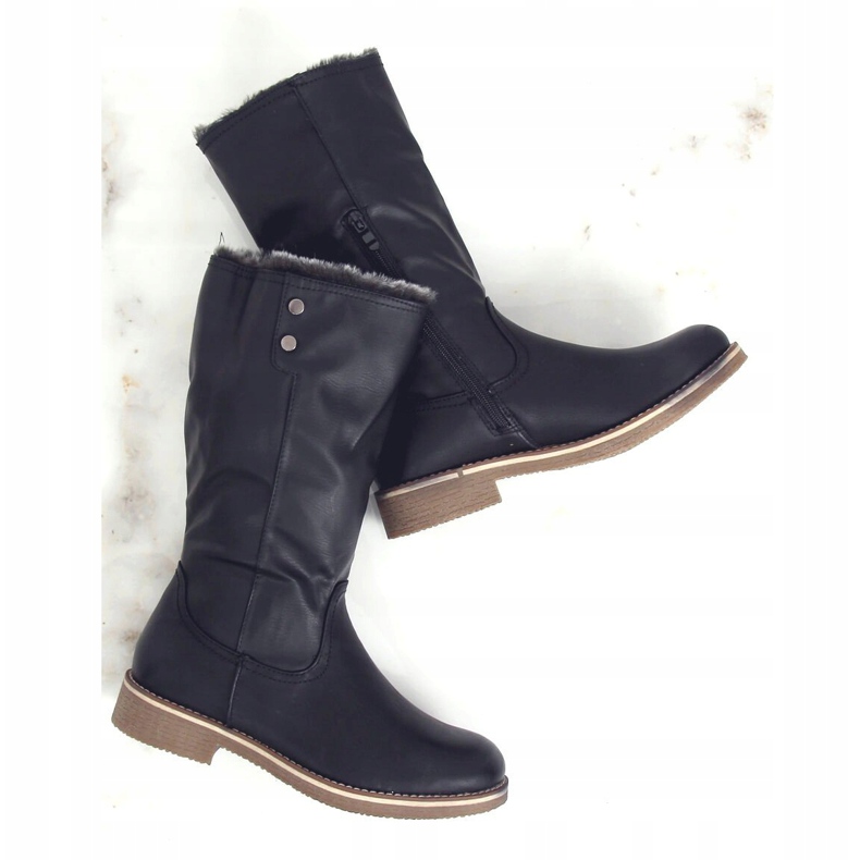Botas pretas com pele 1089-PA Preta preto 1 Botas pretas com pele 1089-PA Preta preto 1