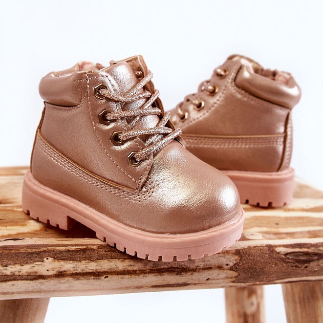 FRROCK Botas Armadilhas para Crianças Ouro Rosa Dexter 2