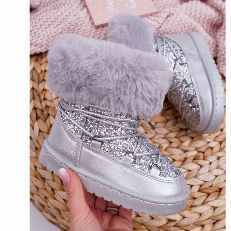 FRROCK Botas de neve quentes para crianças com pele de prata Nicola 1 FRROCK Botas de neve quentes para crianças com pele de prata Nicola 1