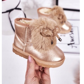 Botas de neve infantis com aurora dourada de pele rosa dourado 2 Botas de neve infantis com aurora dourada de pele rosa dourado 2