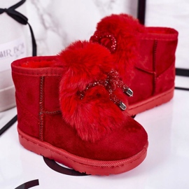 Botas de neve infantis com pele de camurça vermelha Amelia vermelho 1