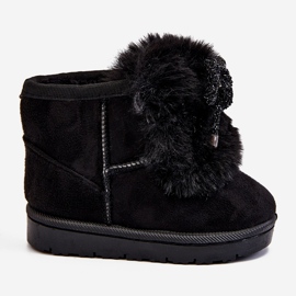 Botas de neve pretas infantis com camurça de pele Amelia preto 2 Botas de neve pretas infantis com camurça de pele Amelia preto 2