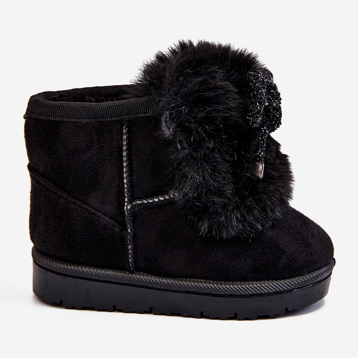 Botas de neve pretas infantis com camurça de pele Amelia preto 2 Botas de neve pretas infantis com camurça de pele Amelia preto 2