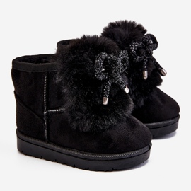 Botas de neve pretas infantis com camurça de pele Amelia preto 1 Botas de neve pretas infantis com camurça de pele Amelia preto 1