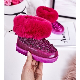 Botas de neve infantis com pele fúcsia Nicola rosa 1