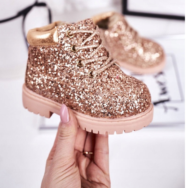 Botas quentes de brocado infantil armadilhas ouro rosa sereia dourado 2