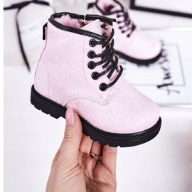 Botas aquecidas de brocado infantil armadilhas rosa Ariel 1