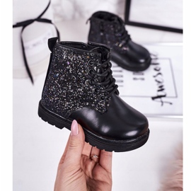 Armadilhas de botas quentes de brocado infantil preto Ariel 1