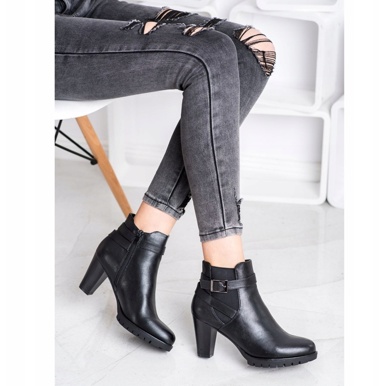 Flyfor Botas pretas de salto alto preto 1