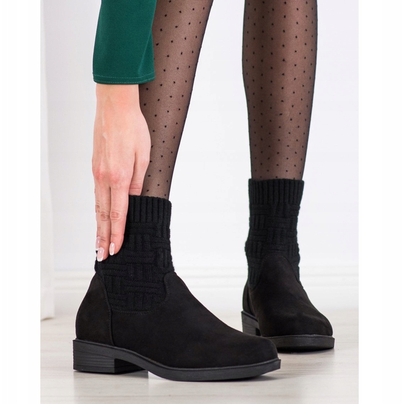 SHELOVET Botas de camurça deslizantes preto 2