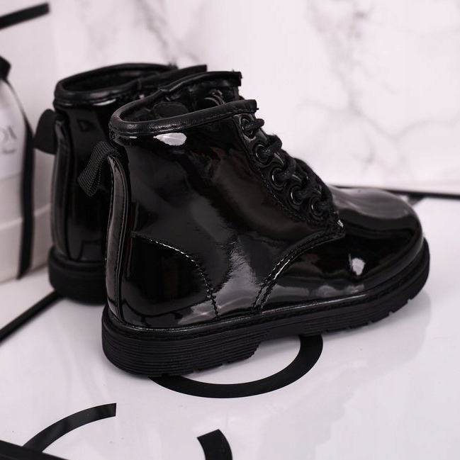 FRROCK Botas infantis Botas Lacadas Quentes Black Ammy preto 1