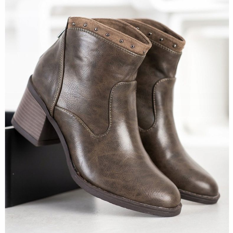 Kylie Botas de couro ecológicas casuais castanho 2