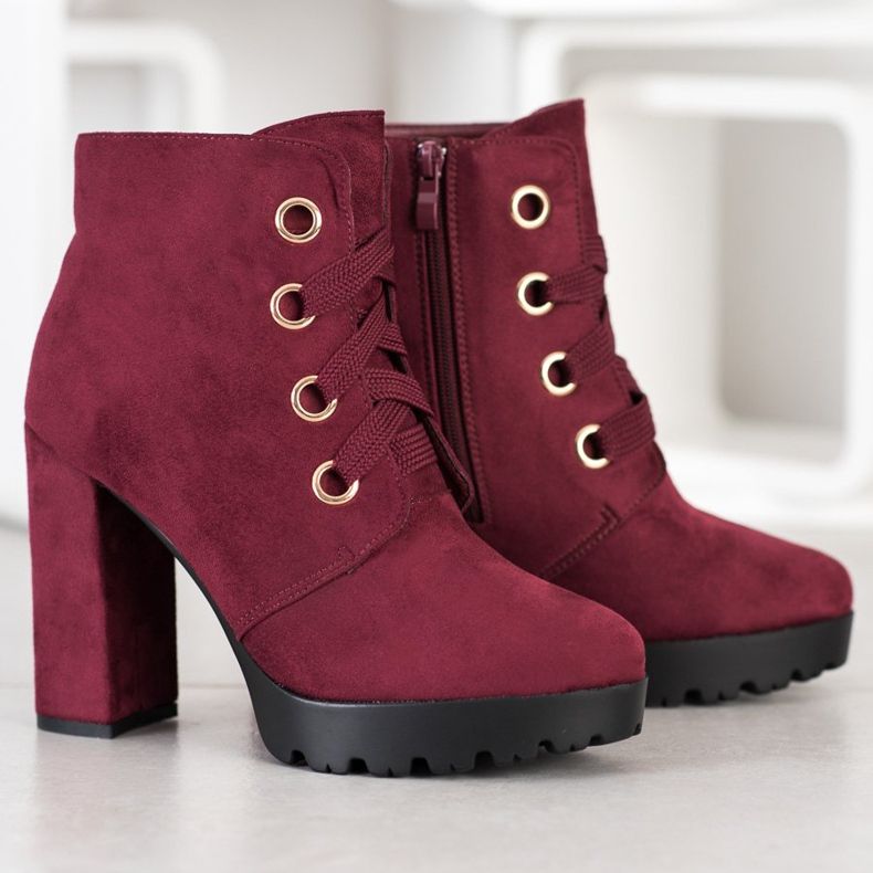 Juliet Botas de atar para o tornozelo vermelho 2
