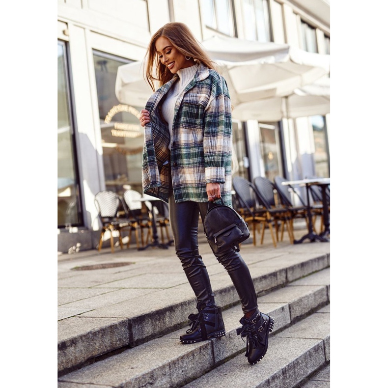 SEA Botas femininas rebites espigões ímã preto 2