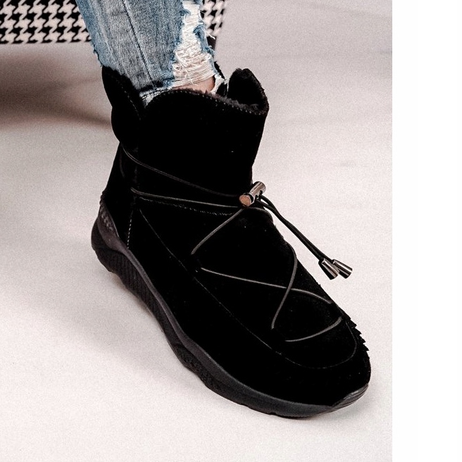 HAN Botas de neve esportivas femininas com pele preta Synte preto 1