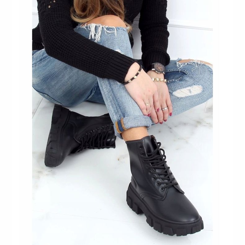 Botas pretas com cordões F663 pretas preto 1 Botas pretas com cordões F663 pretas preto 1