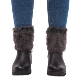 Botas Com Pele A89620 Pretas branco 1