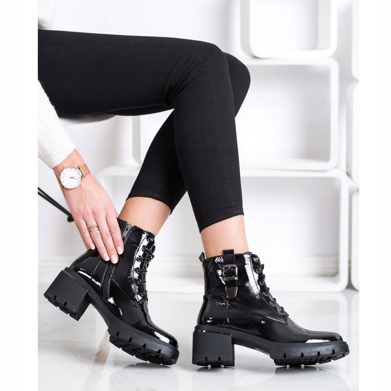 SHELOVET Trabalhadores da moda lacada preto 1