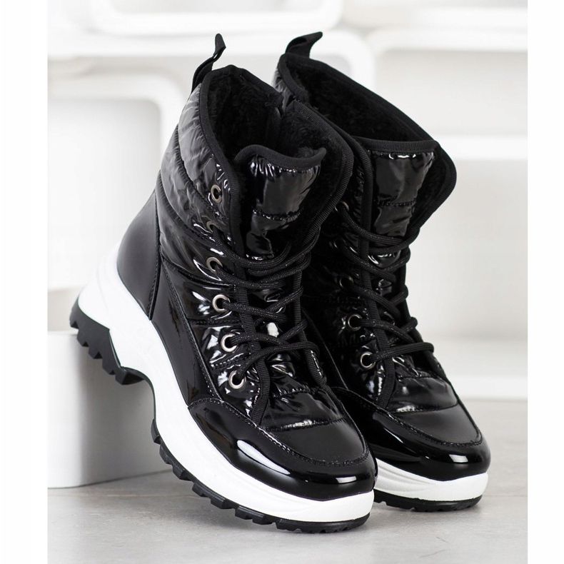 SHELOVET Botas de neve confortáveis preto 2