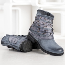 Queentina Botas confortáveis ​​com enfeites cinza 1
