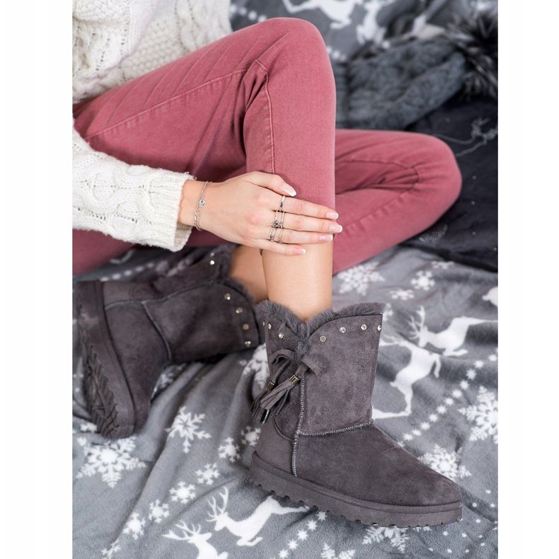 SHELOVET Mukluki cinza com zircônia cúbica 1